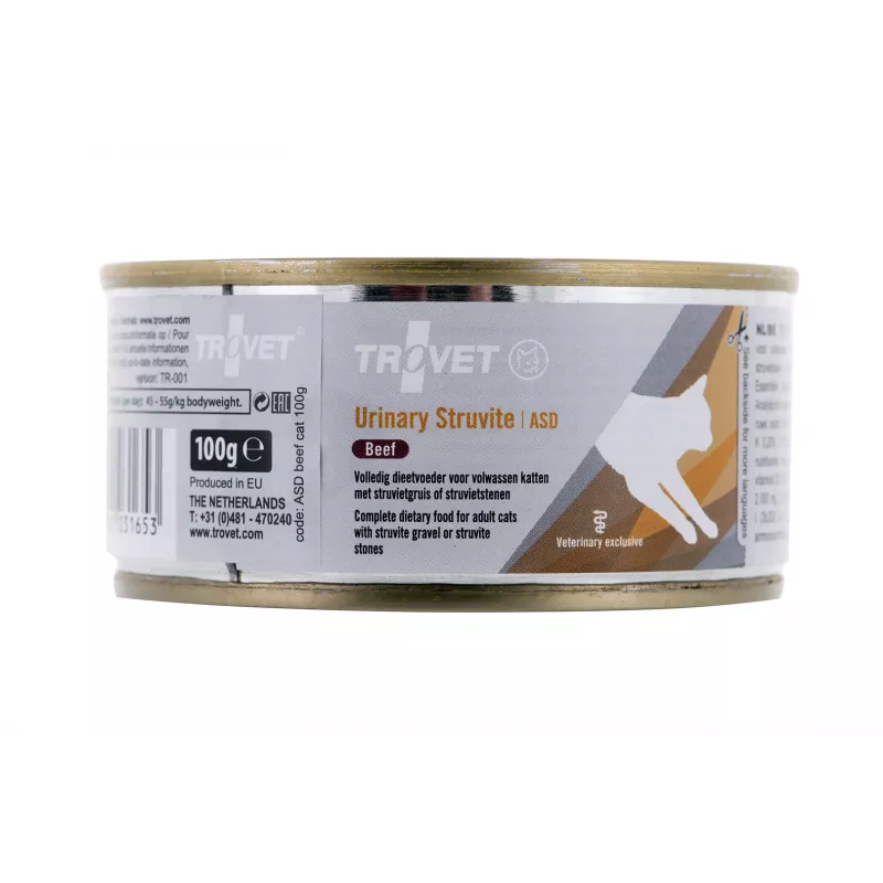 Comida húmida para gatos TROVET 100 g — vaca, adulto, suporte renal, humidade 76%, proteína 9,7%, gordura 6,3%
