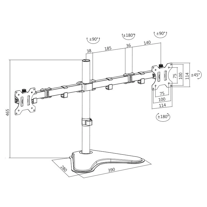 Suporte para monitor LogiLink BP0045 81,3 cm (32 polegadas) de secretária preto aço inoxidável