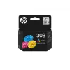 Cartucho de tinta original HP 308, 3 cores, rendimento padrão, ciano, magenta, amarelo, tinta de corante, 1 unid., 120 páginas, pack combinado