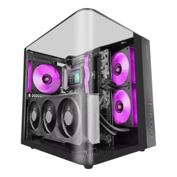 Caixa de PC Midi Tower TACENS Mars Gaming MC-INFINIOLITE, preta, vidro temperado, compatível com ATX/Micro-ATX/Mini-ITX, ventoinha de 120 mm