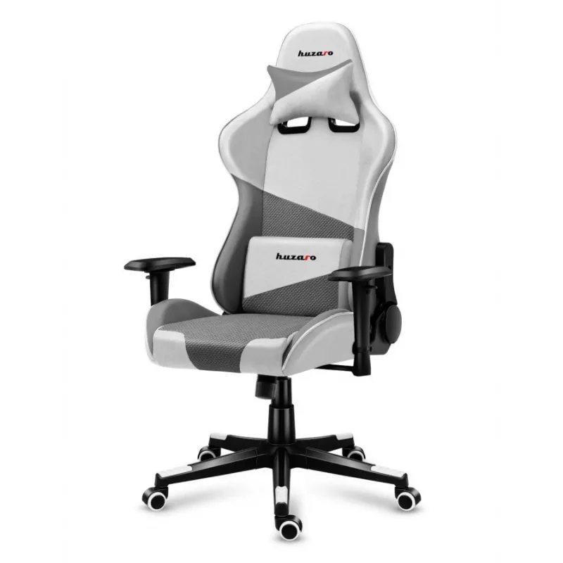 Cadeira gaming Huzaro Force 6.2 tipo balde (assento concha) cinzenta, branca