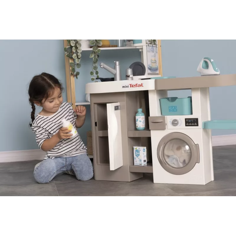 Smoby 311050 cozinha de brincar com área de lavandaria e acessórios