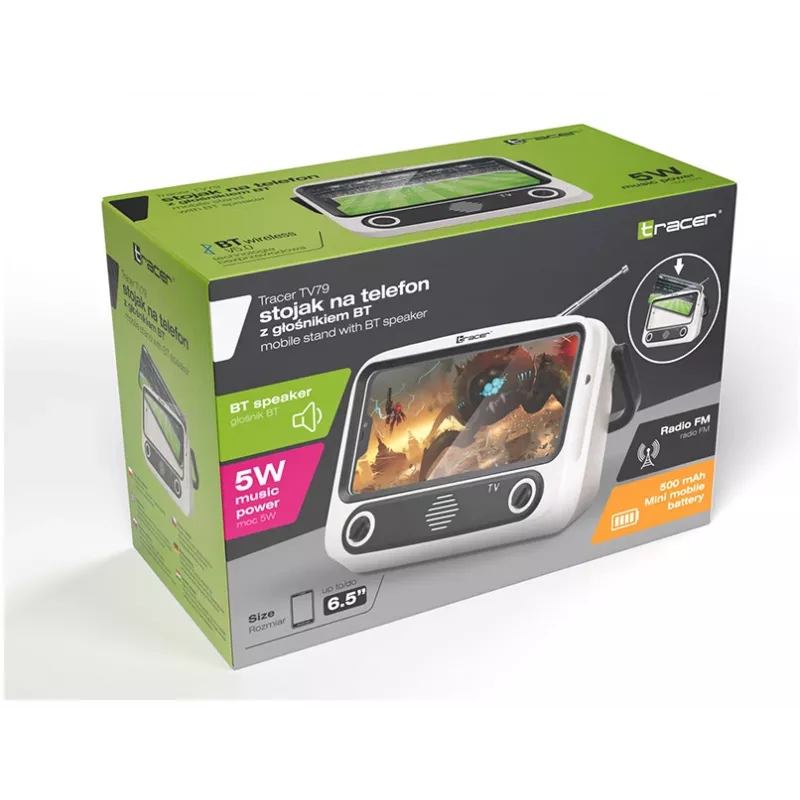 Suporte móvel TRACER T-MLX48046 com altifalante Bluetooth, suporte ajustável para telefone/tablet