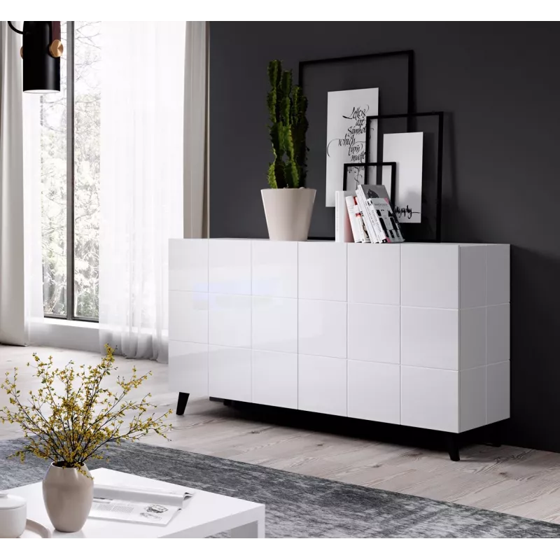 Aparador Cama Sideboard 2D REJA branco brilhante/branco brilhante