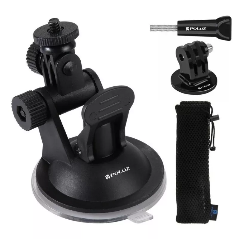 Puluz Suporte para para-brisas de automóvel para action cams (incl. Osmo Action 5 Pro, Insta360 X5)