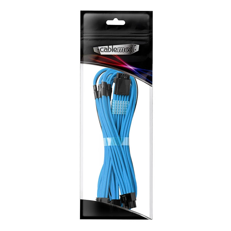 Cabo CableMod RT-Series Pro ModMesh 12VHPWR para 3× PCIe 60 cm azul-claro
