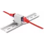Conector fêmea DELOCK RJ45 Cat.6A fêmea para fêmea com tampa de proteção contra pó, blindado, montagem em calha DIN, cinzento/branco