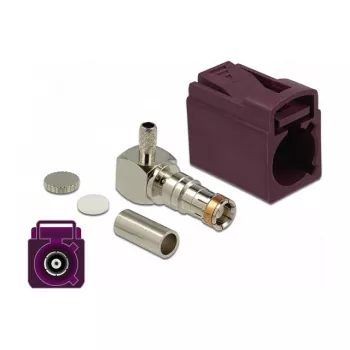 Conector coaxial DELOCK 89716 – FAKRA D macho, 90° angular, 13,8 × 21,5 × 9,5 mm