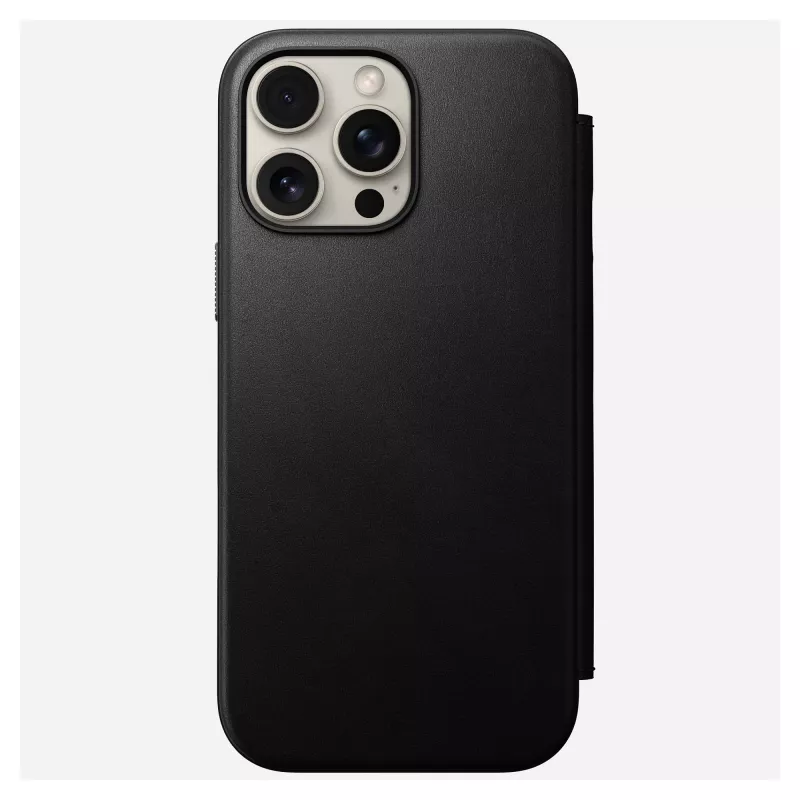 Capa tipo carteira para telemóvel Nomad NM01675785 para telemóveis Apple, compatível com até 17,5 cm (6,9 polegadas), preta, 3 compartimentos para cartões, suporte de mesa