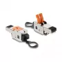 Ficha RJ45 DELOCK com fecho de aperto de 2 polos +/− sem ferramentas, conector de alimentação composite, ficha, preto/aço inoxidável