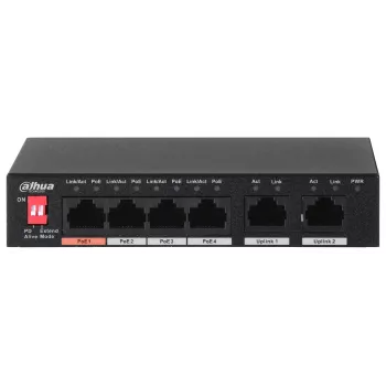Dahua Technology PFS3006-4ET-60 Unmanaged L2 Fast Ethernet (10/100) Power over Ethernet (PoE) preto