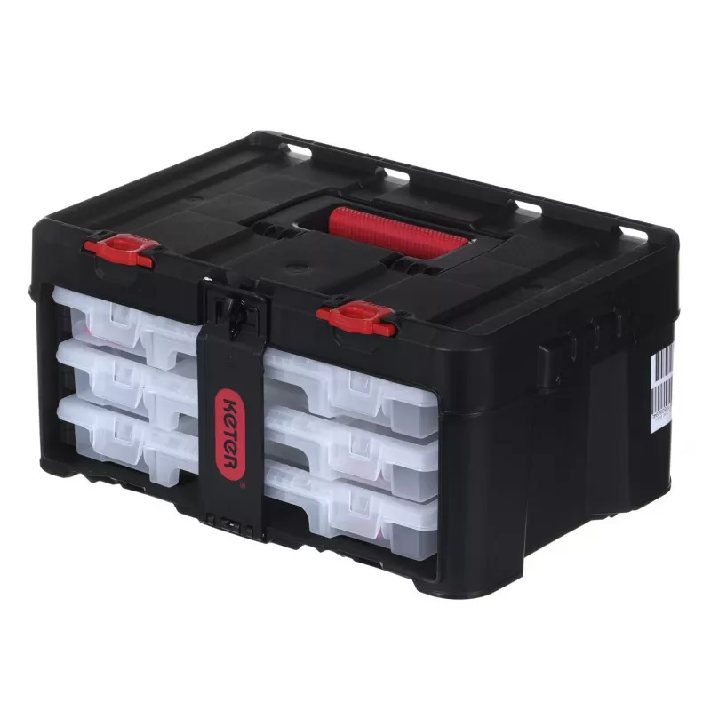 Caixa de ferramentas KETER Stack'N'Roll (17210831/253380) com 3 organizadores preto