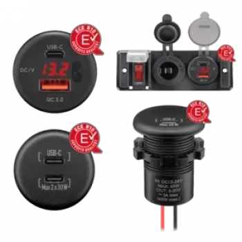 RAM Mounts Carregador de encastrar Bare Wire Ends USB-A/USB-C (560001)