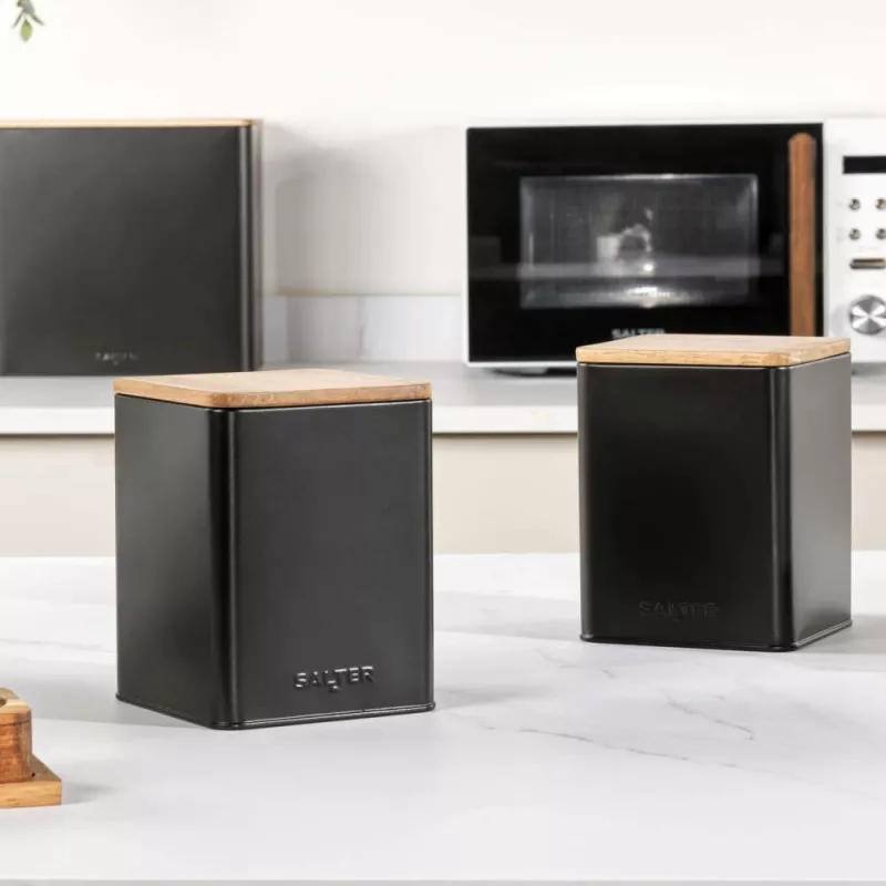 Conjunto de recipientes Salter BW12898EU7, 3 peças, preto, recipientes de armazenamento herméticos para a cozinha