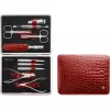 Zwilling Classic conjunto de manicura em aço inoxidável – estojo de couro, 10 peças - vermelho
