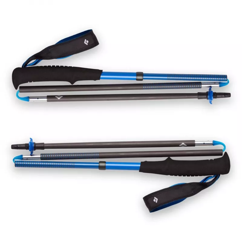 Bastões de trekking Black Diamond Distance Carbon Z, haste em carbono dobrável, 120 cm, 280 g, 3 partes
