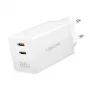 Adaptador de tomada USB duplo 65W, 2xUSB-C, branco