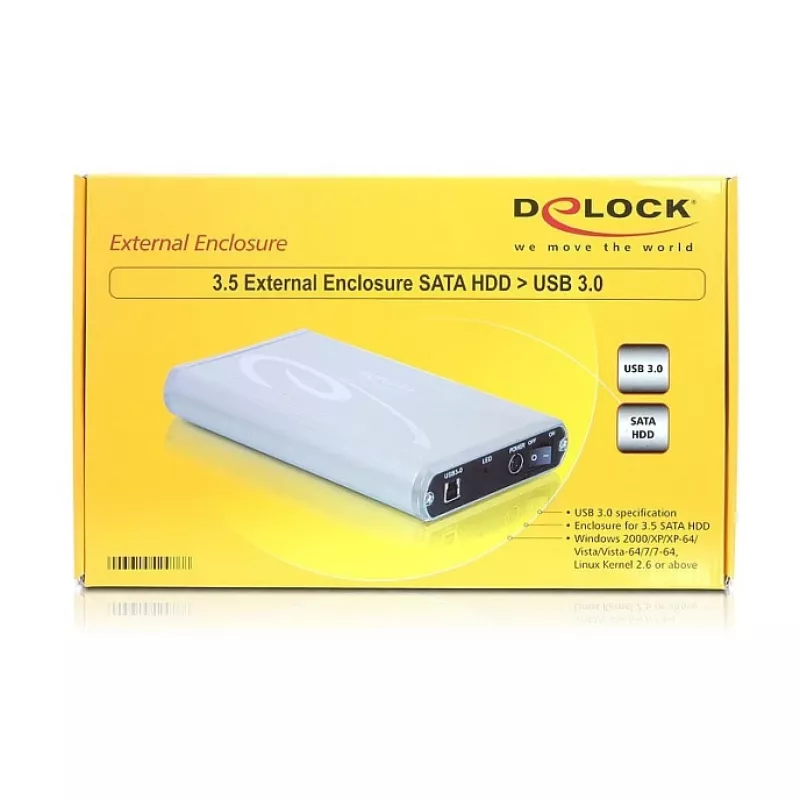 DeLOCK 8,90 cm (3.5) Caixa externa SATA HDD para USB3.0 - Caixa de armazenamento - 8,9 cm (3.5) - S-ATA2 - 300MBps - SuperSpeed USB (42478)