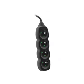 Tracer PowerCord cabo de extensão, 4 tomadas, 3 m, preto
