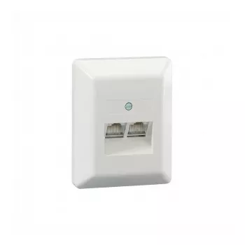 Rutenbeck UAE 8/8 (8/8) Ap rw - tomada de parede - CAT 3 - RJ-45 X 2 - branco puro, RAL 9010 (pack de 10)
