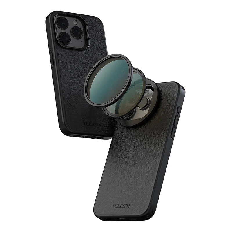 Capa de moldura magnética para filtros Telesin para iPhone 15 Pro