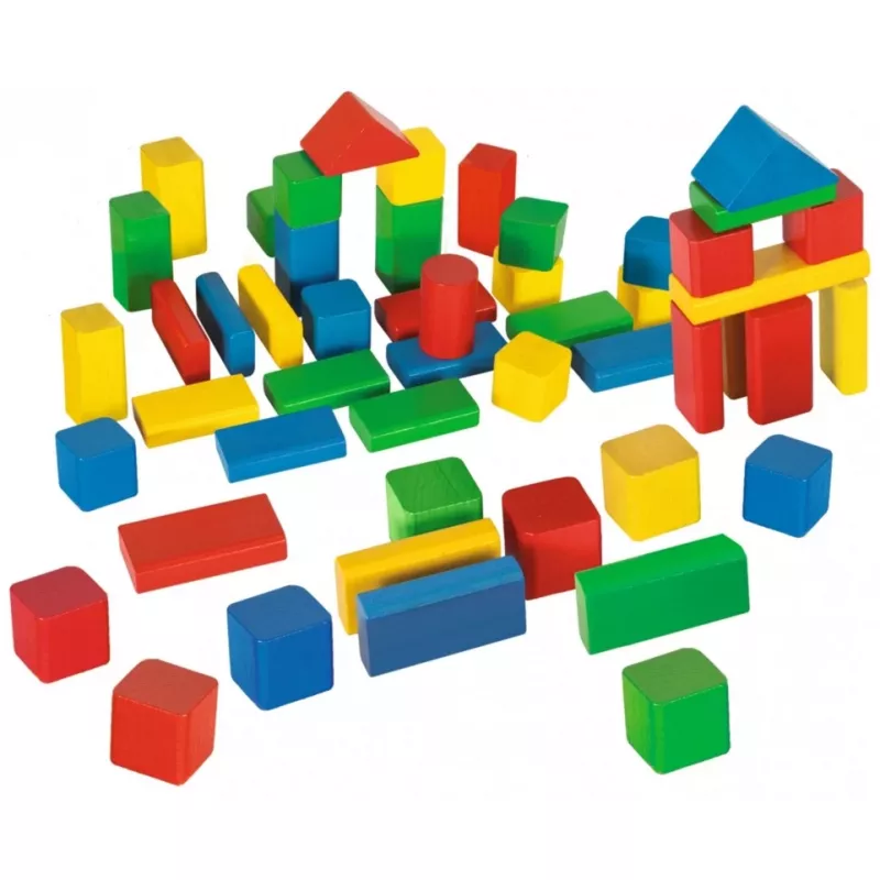 Eichhorn blocos de construção de madeira coloridos 50, brinquedo de construção
