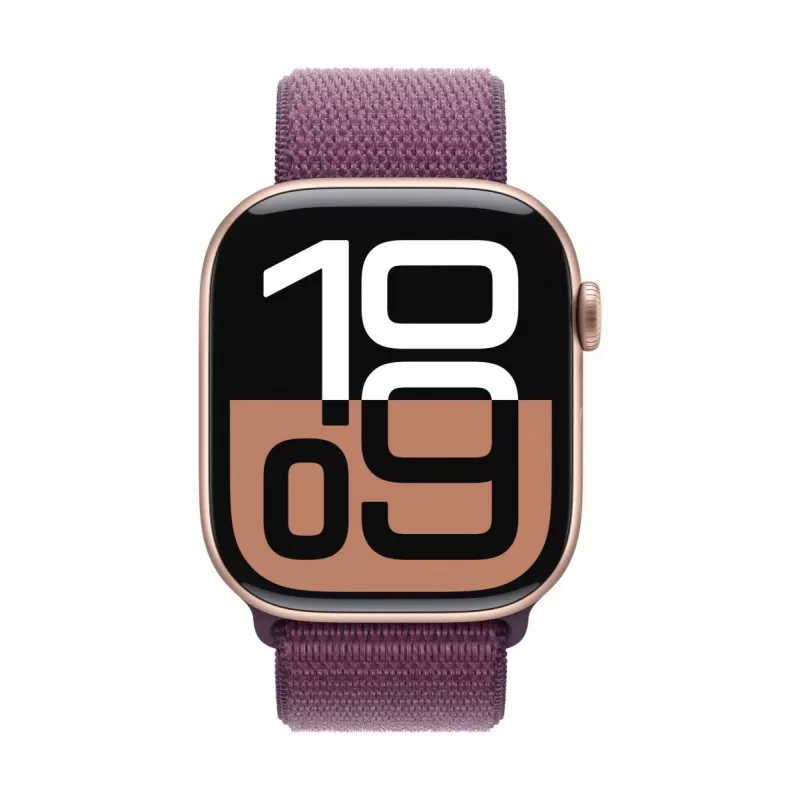 Watch Series 10 GPS 42 mm caixa de alumínio ouro rosa com pulseira desportiva Sport Loop ameixa