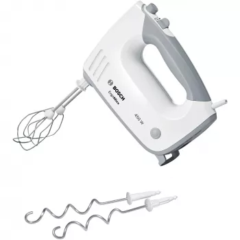 Batedeira manual Bosch MFQ36400 — 450 W, 5 velocidades, turbo, cabo de 1,3 m, cinzento/branco