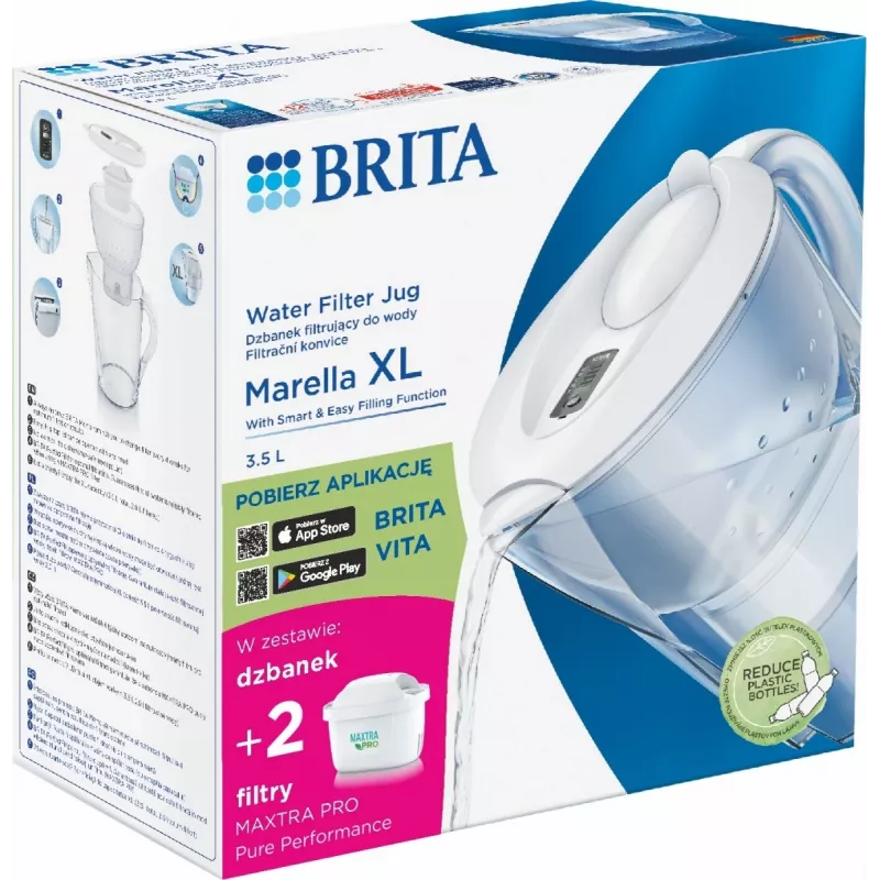 Jarra com filtro de água BRITA Marella XL com capacidade de 3,5 l e 2 cartuchos Maxtra+ Pro
