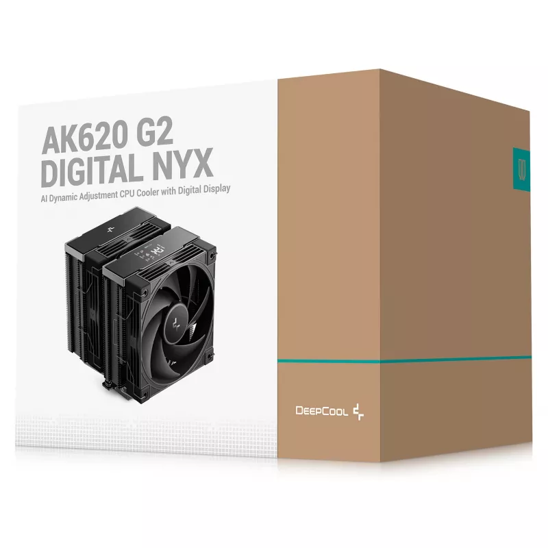 Arrefecedor de ar DeepCool AK620 G2 Digital NYX, ventoinha de 120 mm, pressão máx. de ar 2,78 mmH2O, 144 × 127 × 159 mm, preto