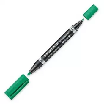Marcador permanente Staedtler Lumocolor Duo ponta fina/redonda verde