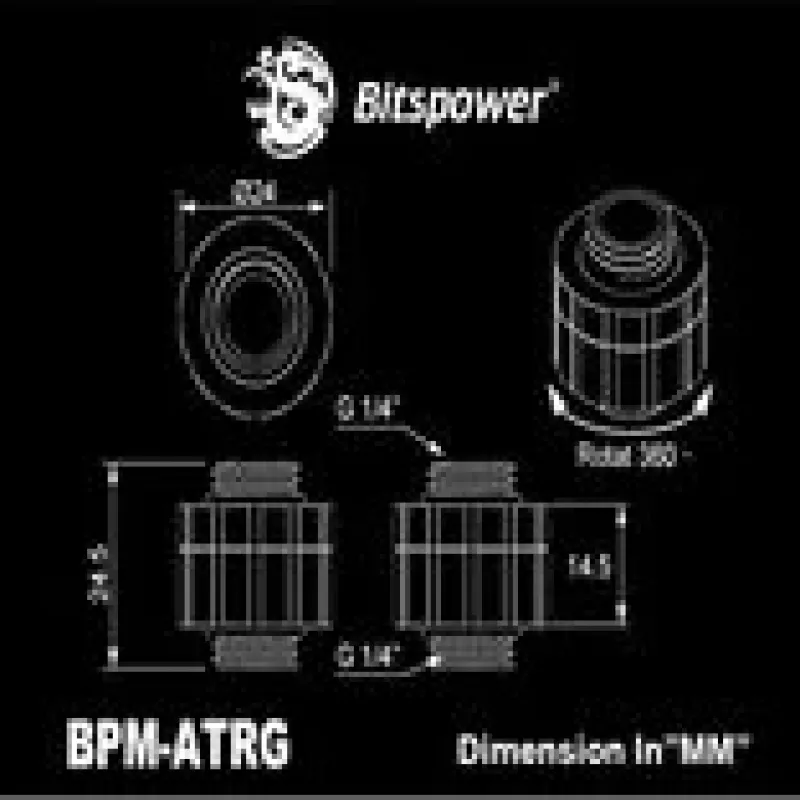BitsPower Artemis Rotary Extender Arctic-Wei — extensão rotativa de cabo/conector para conexões de refrigeração líquida de PC