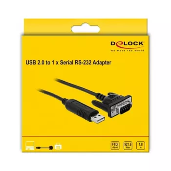 Cabo série DeLOCK 66282 preto 1,8 m RS-232 USB Type-A