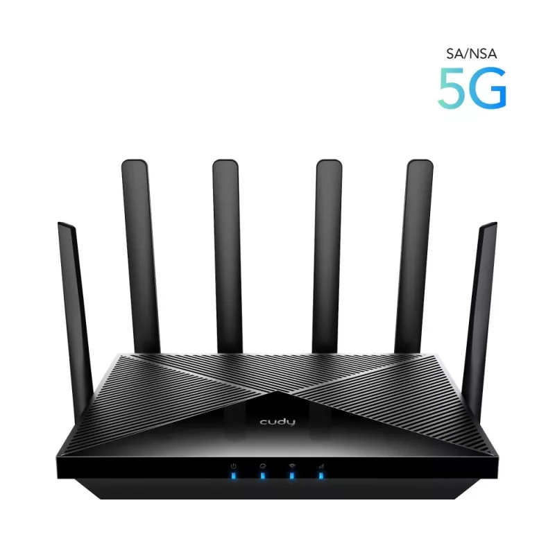 Router WiFi de mesa Cudy P5 — Dualband Wi‑Fi 6, 5G Sub6, Dual NanoSIM, Gigabit Ethernet, 6 antenas removíveis, 256 MB RAM