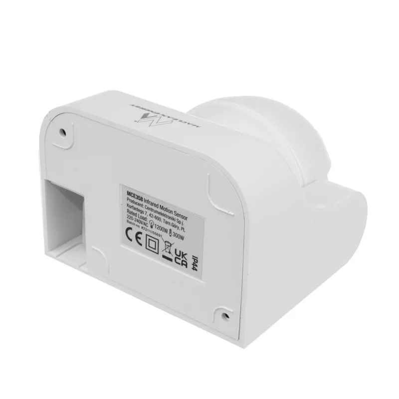 Detetor de movimento MACLEAN MCE358 W — sensor de presença PIR, branco
