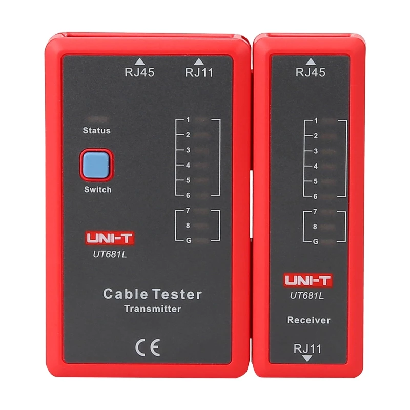 Testador de cabos de rede Unit UT681L para fichas RJ45 e RJ11, teste de continuidade e cablagem