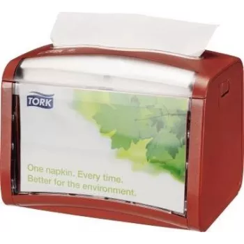 Dispensador de guardanapos Tork Xpressnap 272612 modelo de mesa vermelho, para guardanapos dobrados, unidade de balcão robusta