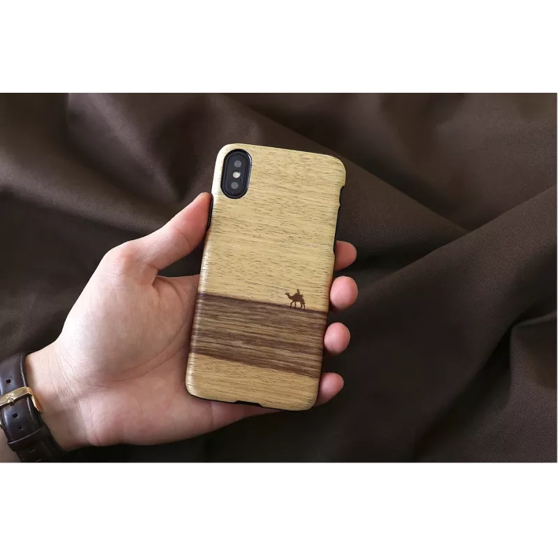 Capa protetora MAN&WOOD para iPhone X/XS – Terra preto, parte traseira protetora