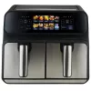 Fritadeira de ar quente ProfiCook PC-FR 1287 H — dupla 8 L, 2200 W, LED tátil, preto/aço inoxidável