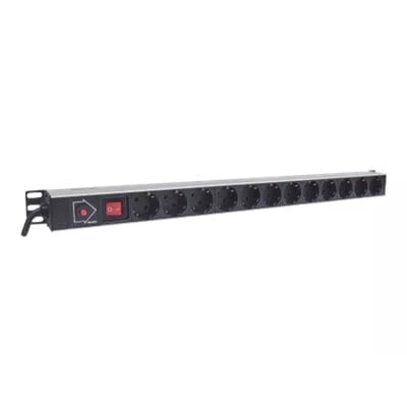 Unidade de distribuição de energia (PDU) Intellinet montagem vertical em rack 12 saídas, tomadas EU CEE 7/3, com interruptor on/off e proteção contra sobrecarga, cabo de alimentação integrado de 1,8m com ficha EU CEE 7/4