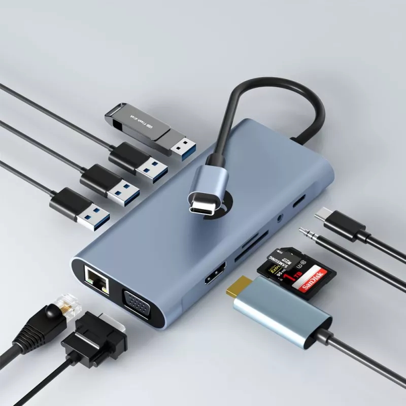 Adaptador USB-C 11-em-1 Hawk HW-HUB1101 — hub multiporta com 11 ligações