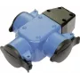 Tomada múltipla de borracha de 3 vias AS Schwabe azul com tampa basculante IP44 e argola de suspensão (modelo 60057)