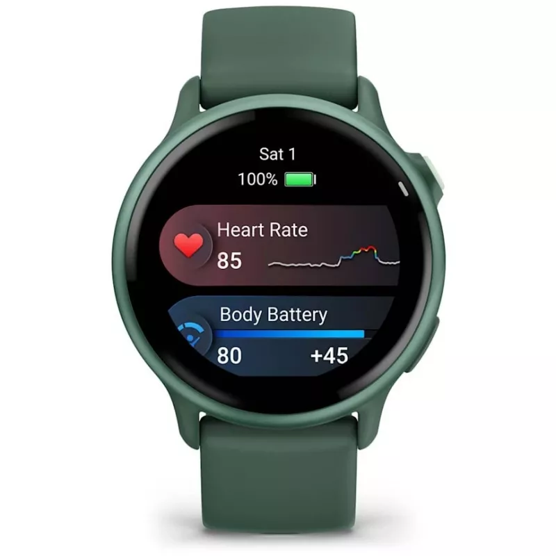 Smartwatch GARMIN vívoactive 6 – relógio desportivo, caixa de alumínio/polímero de 42 mm, AMOLED 1,2 polegadas, GPS, 5 ATM, HR ótico, SpO2, 8 GB, verde