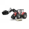 Trator de brinquedo BRUDER Massey Ferguson 7624 com pá frontal, vermelho, para crianças a partir dos 3 anos