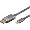 Cabo adaptador USB, ficha USB-C > ficha DisplayPort, 4K 60Hz (preto/prateado, 1 metro, cabo entrançado)