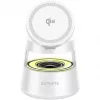 Carregador sem fios 4smarts Qi2 Aura Sound branco – carregamento sem fios rápido Qi2, altifalante integrado