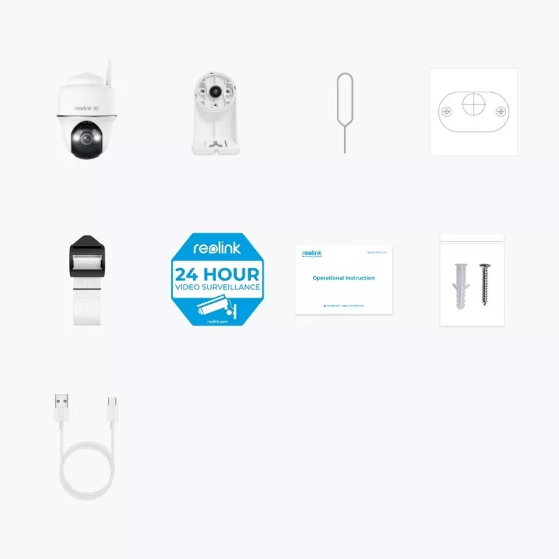 Reolink Argus Série B440 - Câmara exterior com bateria 4K, rotação/inclinação, deteção de pessoas/veículos/animais, visão noturna a cores