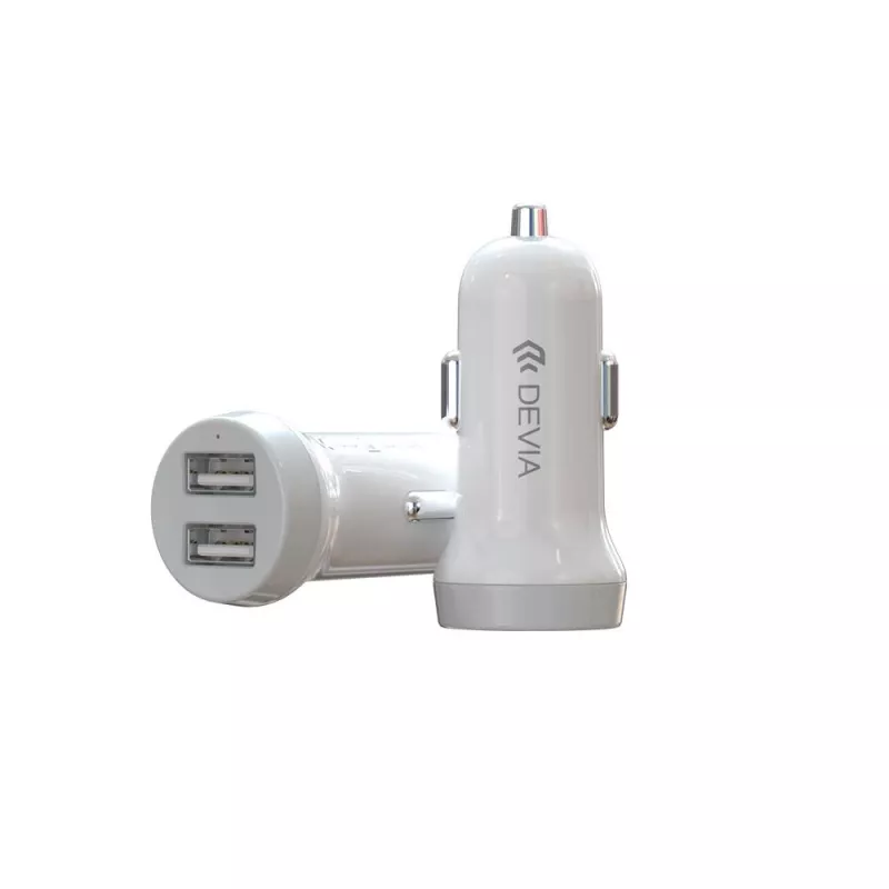 Carregador de automóvel Devia Smart Series Lightning 5V 3,1A USB duplo branco