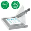 Cortapapel de precisão Leitz A4+, 15 folhas, fixação manual, aço inoxidável, A4 Maxi, 80 g/m², vidro