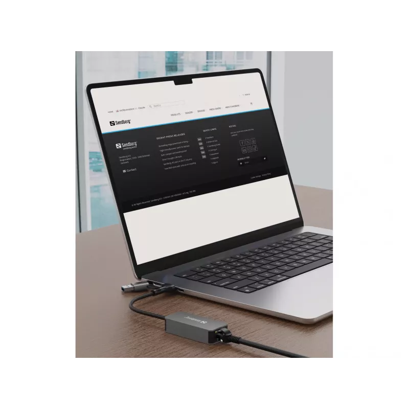 Adaptador USB-C/A SANDBERG 136-68 com porta Ethernet RJ45 2,5 GbE
